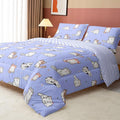 Datura home Purple Kawaii Cat Comforter Bedding Set for Girls Kitten Purple Print Cute Animal Pattern with 1 and 2 Pillowcases Bedroom All Season(Cat Purple Twin), Twin 68x86inches