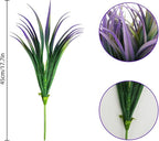 32Pcs Artificial Grass Fake Plants 17.3in Outdoor Plants UV Resistant Faux Greenery Stems Fake Grass for Home Window Garden Office Patio Pathway Front Porch Halloween Décor Green & Purple