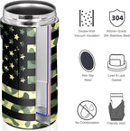 Universal Can Cooler - Signice 3 in 1 Insulated 12 oz Beer Can Insulator Stainless Steel Metal Holder for 12oz Slim Skinny Tall Standard Cans Bottle Hard Seltzer Soda Energy Drinks (Camouflage Flag)
