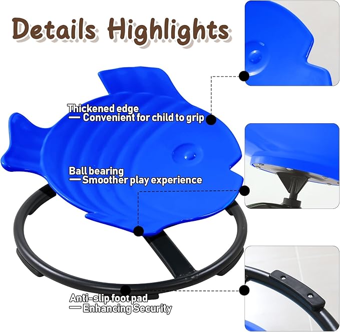 Autism Sensory Products Kids Swivel Chair for Autistic Kids Sensory Spinning Chair Spin Seat Sensory Indoor/Outdoor - Improve Balance & Motion Sickness Relief for Children & Teens