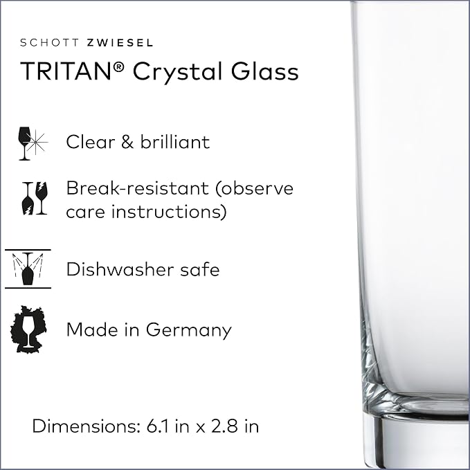 SCHOTT ZWIESEL Basic Bar Selection Long Drink Glass (Set of 6), Drinking Glass for Longdrinks, Dishwasher-Safe Tritan Crystal Glasses, Made in Germany (11 Ounce)