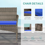 Patio Furniture, 4 Piece Conversation Set, Outdoor Wicker Rattan Table and Chairs, Sectional Sofa with Thick Cushion for Garden, Yard, or Porch, Light Brown