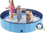 Foldable Dog Pool, Portable Pet Bath Tub and Kiddie Swimming Pool, Collapsible Bathtub for Puppies, Small, Medium and Large Dogs, Cats and Kids, 63 x 12 in, Blue