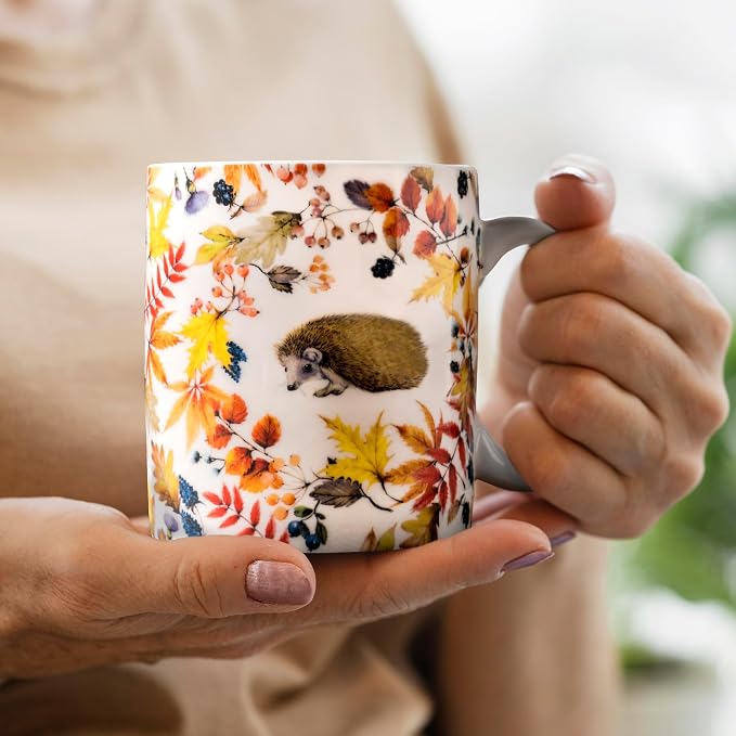 Maison d' Hermine Coffee Mug with Handles Tea Cups (15 Ounce, Pack of 2) | Fine Bone China Coffee Mugs for Hot Beverages Cappuccino Latte Home Restaurant Hotel Spring Summer -Sous-Bois