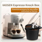 IAOSEN 6.3Inch Knock Box Large Espresso Knock Box Shock-Absorbent Knock Box Espresso with Removable Knock Bar and Non-Slip Base Espresso Machine Accessories for Home/Office
