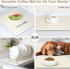 ZLR XXL Coffee Bar Mat for Barista Workstation, 20"x24", Creamy | Pro Home Cafe Station, Absorbent Dish Drying Mat, Stain-Hiding Top, Fits Multi-Appliance, Cup Display & Knock Box