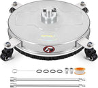 18" Pressure Washer Surface Cleaner with 4 Wheels, Stainless Steel Power Pressure Washer Attachment for Driveway Concrete Patio Cleaning, 2 Extension Wand Accessories, 1/4" Quick Connect, 4000PSI