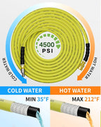 Pressure Washer Hose 75FT 3/8" for Cold and Hot Water 212°F, with Swivel Quick Connect, 4500PSI Kink Resistant Grade Steel Wire Braided, Power Washer Hose With 2pcs M22-14mm Adapter