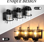 Bathroom Vanity Light Fixtures,Rustic Matte Black Vanity Lights 3 Bulb,Industrial Bathroom Light 3 Pack(Bulbs not Included)