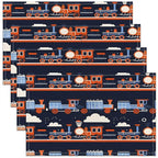Feelyou Train Placemats Set of 4 Cartoon Train Transportation Table Mats Colorful Steam Engine Place Mat for Kitchen Dining Table Party Decor Indoor Outdoor 18"x12" Easy to Clean