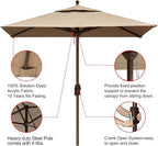 EliteShade USA 10-Year-Non-Fading 6x6Ft Square Market Umbrella Patio Outdoor Table Umbrella with Ventilation, Heather Beige