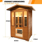 2 Person Outdoor Sauna Infrared Saunas Dry Sauna Room Red Cedar and Canadian Hemlock Wood Wooden Sauna Spa 1800W APP Control 7 Color Light 48.8 * 37 * 87.4inch