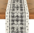 Artoid Mode Grey Buffalo Plaid Snowflakes Christmas Table Runner, Seasonal Winter Kitchen Dining Table Decoration for Home Party Decor 13x72 Inch