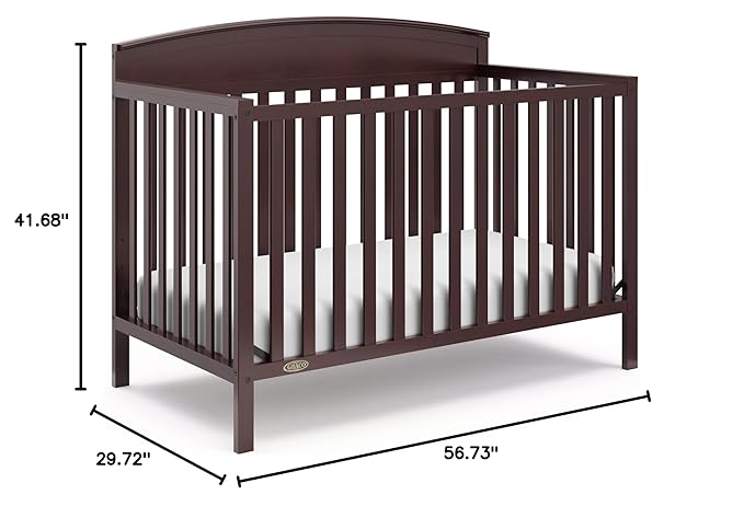 Graco Benton 5-in-1 Convertible Crib (Espresso) – GREENGUARD Gold Certified, Converts from Baby Crib to Toddler Bed, Daybed and Full-Size Bed, Fits Standard Full-Size Crib Mattress