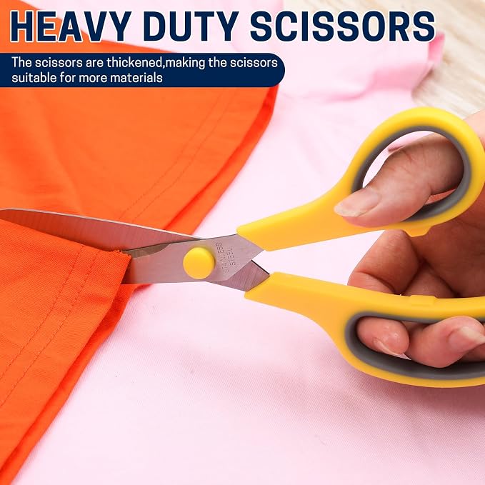 BURVAGY 10 Pack 8" Scissors All Purpose, Heavy Duty Scissors for Office | Scissors Bulk Multipurpose Comfort-Grip Sharp Adult Office Scissors Set Sewing Fabric Stainless Steel Blades, Right/Left Hand