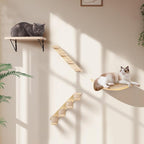 Wood Cat Wall Curved Bed with Sisal Mat, Cats Shelf for Sleeping Scratching | Ergonomic Curved Design, Scratchable Sisal Pad, Wall Mounted