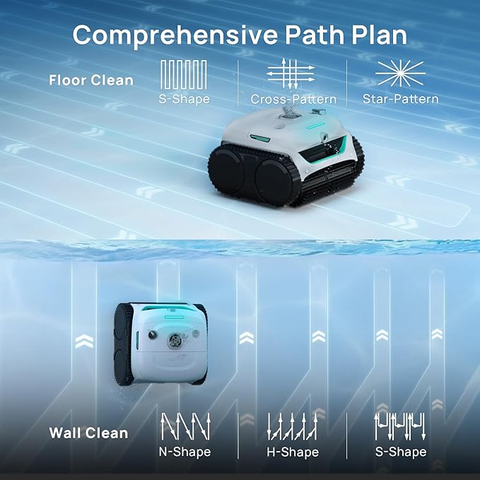 (2025 New) WYBOT C2 Vision Robotic Pool Vacuum with AI Camera, Ultra-Fine Filtration Pool Cleaners for Inground Pools, Comprehensive 8 Mode, Wall Climbing, Brushless Motor, Smart Navigation, White