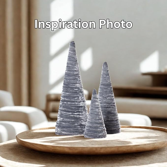 Your Heart's Content Silver Velvet Trees Set of 3, Elegant Bookshelf Accent, Modern Glam Wedding Decor, Valentine Mantel, Artisan Farmhouse, Tabletop Tree (Silver)