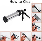 Beef Jerky Gun Kit, Stainless Steel Meat Gun with 5 Nozzles | 304 Stainless Sausage Gun with Easy squeeze Handle, 5 Nozzle Shapes, Dishwasher Safe, Quick Clean, 1.5LB Capacity