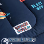 beeweed 5 Piece Kid Comforter Set Twin Size, Space Rocket & Astronaut Bedding Set for Teen Boys Girls