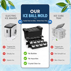 MTUS Clear Round Ice Cube mold, Silicone Whiskey Ice Sphere Mold with Easy-Release Tray, 8 Cavity Large 2 Inch Ice Ball mold