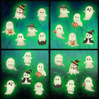 Clothmile Glow in The Dark Halloween Ghost Window Clings, Green Luminous Double-Side Window Stickers for Party Decorations, Home, School, Glass