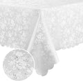 Smiry Rectangle Waterproof Heavy Duty Vinyl Tablecloths, 60 x 144 Inch | Wipeable Washable Floral Embossed Table Cover for Kitchen and Dining Room, Indoor & Outdoor Use, White