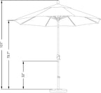 California Umbrella GSPT908302-5457 9' Round Aluminum Market, Crank Lift, Push Button Tilt, Black Pole, Sunbrella Sunflower Yellow