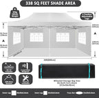 COBIZI 13x26 Pop Up Canopy with 6 Sidewall,Heavy Duty Canopy UPF 50+ All Season Wind Waterproof Commercial Outdoor Wedding Party Tents for Parties Canopy Gazebo with Roller Bag(13 x 26 ft White)