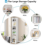 70.9 Inch Tall Narrow Bookcase, Corner Bookshelf 6 Tier Cube Display Shelf Storage Organizer for Small Space, White