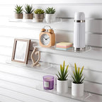 Yalikop 4 Pcs Slatwall Shelves Clear Acrylic Slatwall Shelves Organizer Wall Mounted Hanging Accessories Plastic Panel Display Shelf for Retail Store Boutique Garage Home(Fenced Style,14 x 6 Inch)