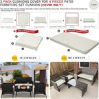 ClawsCover 3Pack Outdoor Seat Cushions Replacement Covers Fit for 4 Pieces Wicker Rattan Furniture Patio Conversation Set Loveseat Chair,38x19x2,19x19x2,Cream-Large (Include Cover Only)