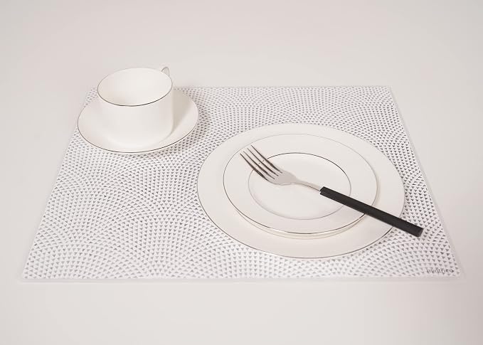 Mintrico placemat for Dining Table Set of 2 Silicone Heat Resistant Non Slip (Fans)