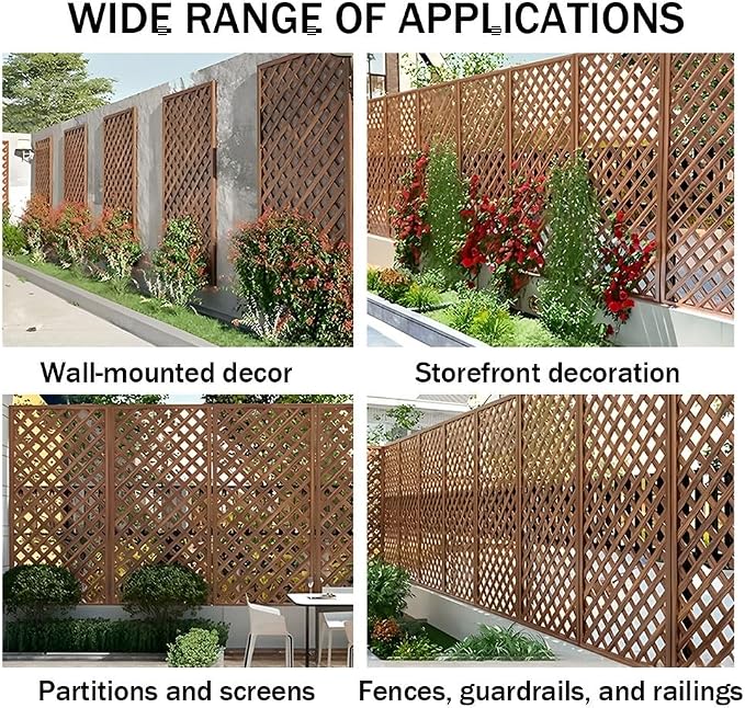 Zfmnoyev Outside Wooden Decorative Fences, Courtyard Edge Fence Board, Decorative Garden Trellis for Climbing Plants, Standing Decorative Privacy Fence Panels for Deck Patio Balcony(50x150cm)