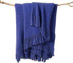lifein Throw Blanket for Couch, Soft Boho Decor Bed Throw,Cozy Blue Chenille Knitted Small Farmhouse Lightweight Throw for Spring(Blue,60 * 80")