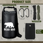 Foilswirl 1 Set Bear Food Bag for Camping Ultralight Food Hanging System Includes Waterproof Bear Bag, Nylon Ropes, Hooks for Camping Backpacking