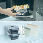 Collapsible Silicone Food Storage Containers Set with Lid & Air Vent,Foldable Lunch Containers(4PCS,Black,27oz)