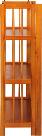 Casual Home 3-Shelf Folding Stackable Bookcase (27.5" Wide)-Honey Oak