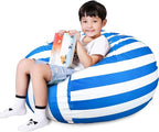 Lukeight Stuffed Animal Storage Bean Bag Chair Cover for Kids, Zipper Beanbag Chair Cover for Organizing Toddler & Kids' Rooms Plush Toys (Blue+White Velvet, X-Large)