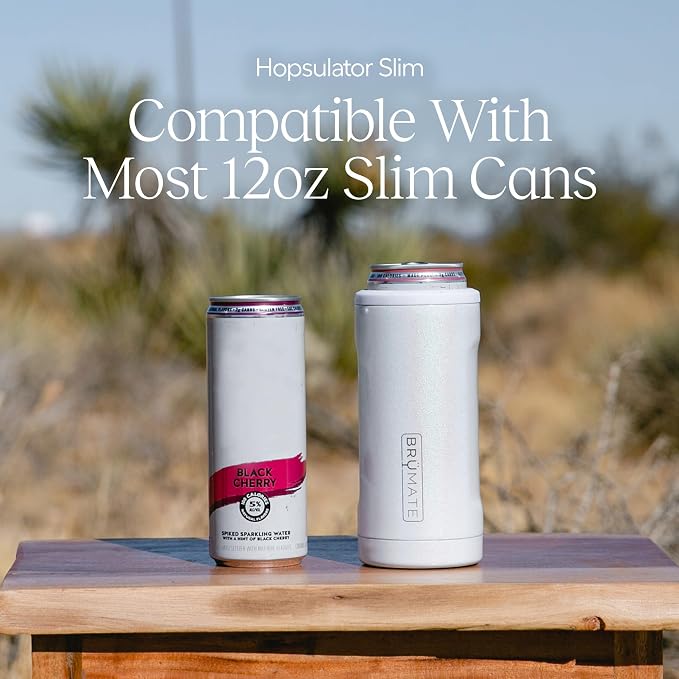 BrüMate Hopsulator Slim Can Cooler Insulated for 12oz Slim Cans | Skinny Can Insulated Stainless Steel Drink Holder for Hard Seltzer, Beer, Soda, and Energy Drinks (Midnight Camo)