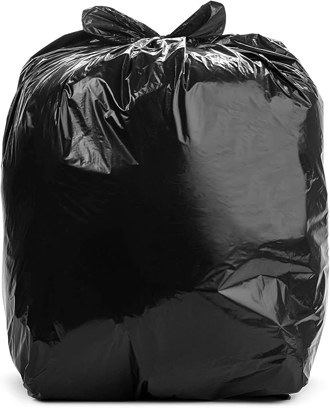 Aluf Plastics T-Tough Roll Pack Low Density Repro Blend Star Seal Coreless Rolls Bag, 56 Gallon Capacity, 47" Length x 43" Width, XXH Strength, Black (Pack of 100)