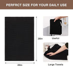 Homaxy 100% Cotton Oversized Waffle Weave Kitchen Towels, 3-Pack, Black | 20 x 28 Inches, Ultra Soft Absorbent Dish Towels, Quick Drying Large Cleaning Towels