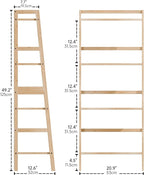 Ladder Shelf, 4-Tier Bookshelf, Bamboo Leaning Bookcase, Display Storage Rack Organizer, Freestanding Flower Plant Stand for Living Room, Home Office, Kitchen, Natural