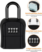 Portable Key Lock Box,Key Holder Safe Security Lock Box for Indoor, Outdoor, Garage, Garden, Store (2, Black)