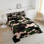 Queen Size Camouflage Comforter Set 3Pcs Kids Bedding Set for Boys Girls Teens 1 Comforter & 2 Pillowcases(Queen,Army Green) Boys