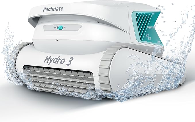 2025 Updated Hydro 3 Robotic Pool Cleaner for Inground/Above Ground Pools, 150W Cordless Pool Vacuum, Max 200min Runtime, 4.1L Filter Basket, Auto Waterline/Wall Cleaning, Max 1076 sq.ft Coverage