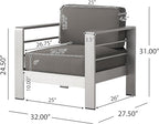 Christopher Knight Home Cape Coral Outdoor Chat Set with Fire Table, 5-Pcs Set, Khaki / Light Grey