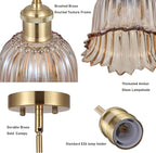 Modern Gold Pendant Light 3 Pack Brushed Brass Mid Century Chandelier Amber Glass Shades Adjustable Rods Farmhouse Ceiling Hanging Lighting Fixture Kitchen Island Dining Room Bedroom