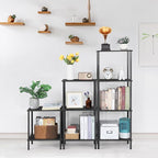 melos 2 Tier Bookshelf, Classically Tall Bookcase Shelf Storage Organizer, Modern Book Shelf for Bedroom, Living Room and Home Office, Black