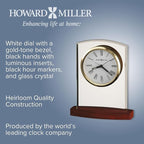 Howard Miller Marcus Tabletop Clock – Decorative Tabletop Clock with Modern Alarm & Quartz Movement, Silent Ticking, Wooden Base & Roman Numeral Design for Home, Office, Kitchen & Table Decor